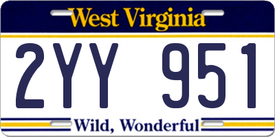 WV license plate 2YY951