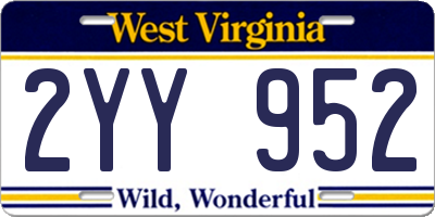 WV license plate 2YY952