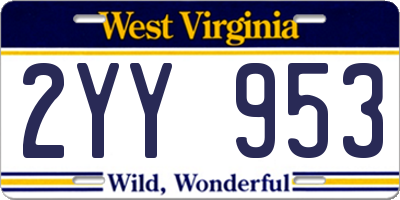 WV license plate 2YY953