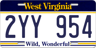 WV license plate 2YY954