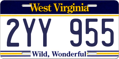 WV license plate 2YY955