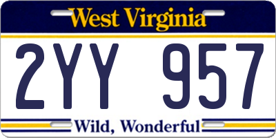 WV license plate 2YY957