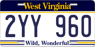WV license plate 2YY960