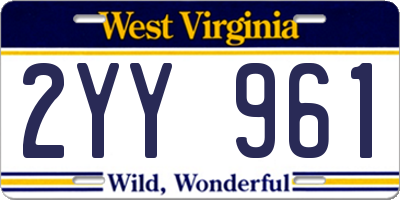 WV license plate 2YY961