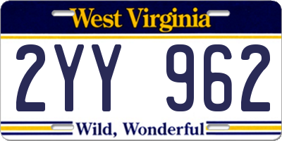 WV license plate 2YY962