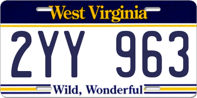 WV license plate 2YY963