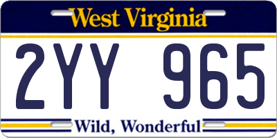 WV license plate 2YY965