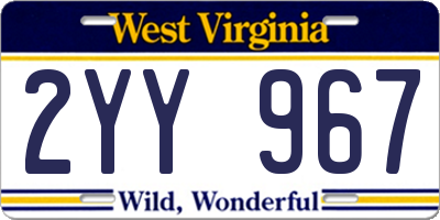 WV license plate 2YY967