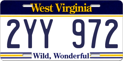 WV license plate 2YY972
