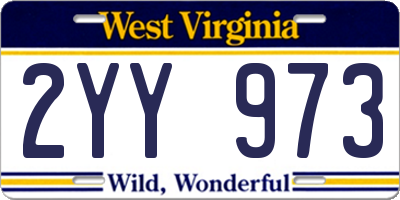 WV license plate 2YY973