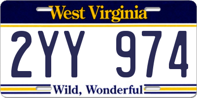 WV license plate 2YY974