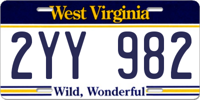 WV license plate 2YY982