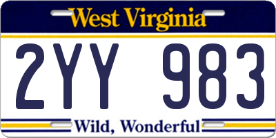 WV license plate 2YY983
