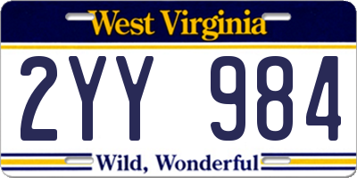 WV license plate 2YY984