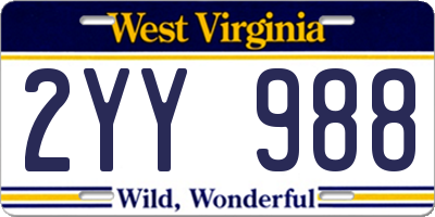 WV license plate 2YY988
