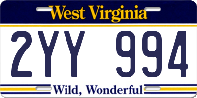 WV license plate 2YY994
