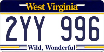 WV license plate 2YY996