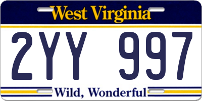WV license plate 2YY997