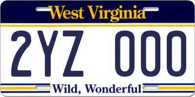 WV license plate 2YZ000