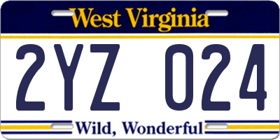 WV license plate 2YZ024