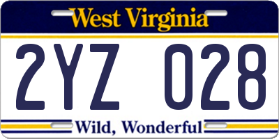 WV license plate 2YZ028