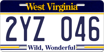 WV license plate 2YZ046