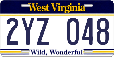 WV license plate 2YZ048