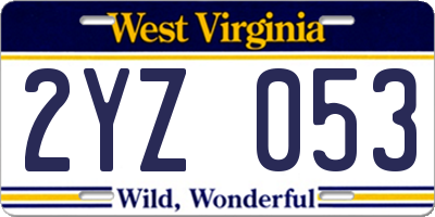WV license plate 2YZ053