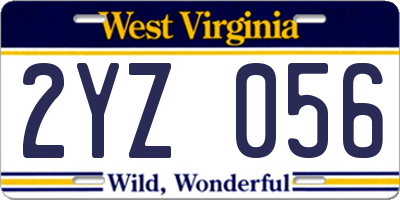 WV license plate 2YZ056
