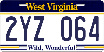 WV license plate 2YZ064