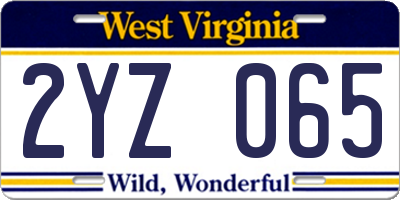 WV license plate 2YZ065
