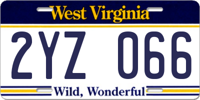 WV license plate 2YZ066