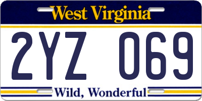 WV license plate 2YZ069