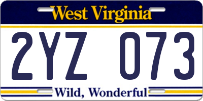 WV license plate 2YZ073