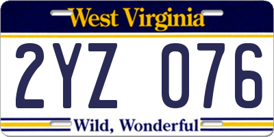 WV license plate 2YZ076