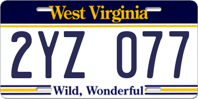 WV license plate 2YZ077