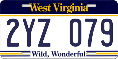 WV license plate 2YZ079