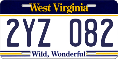 WV license plate 2YZ082