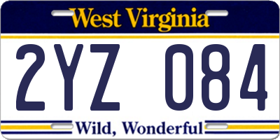 WV license plate 2YZ084