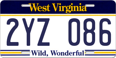 WV license plate 2YZ086