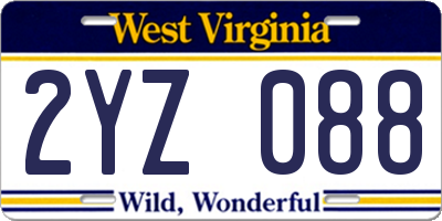 WV license plate 2YZ088