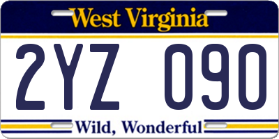 WV license plate 2YZ090