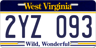 WV license plate 2YZ093