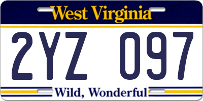 WV license plate 2YZ097