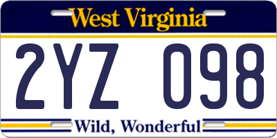 WV license plate 2YZ098