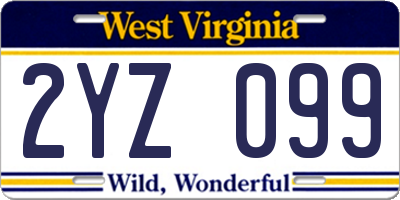 WV license plate 2YZ099