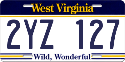 WV license plate 2YZ127