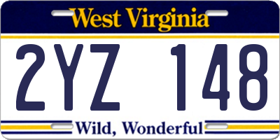 WV license plate 2YZ148