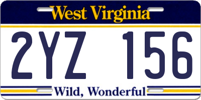 WV license plate 2YZ156