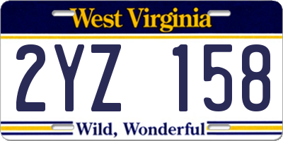 WV license plate 2YZ158